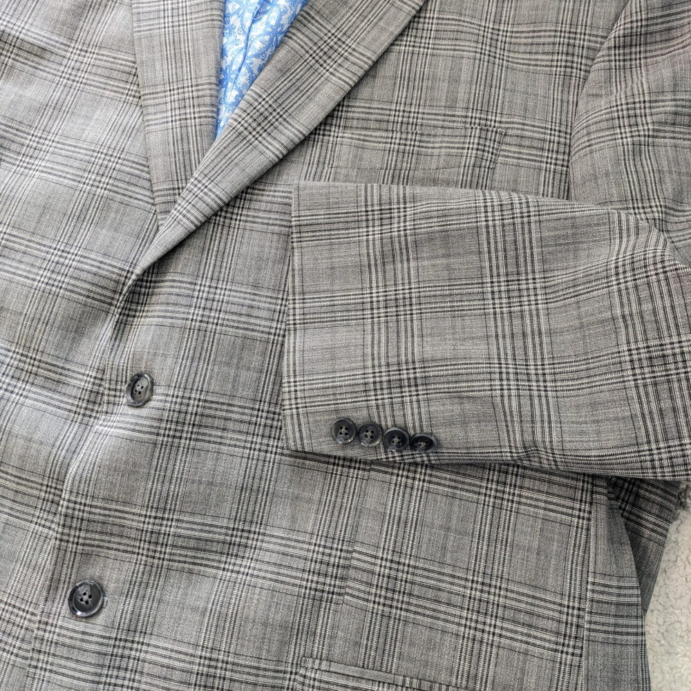 Oak Hill Mens‎ Plaid Blazer Jacket Gray Blue Lining Sport Coat Size 2XL